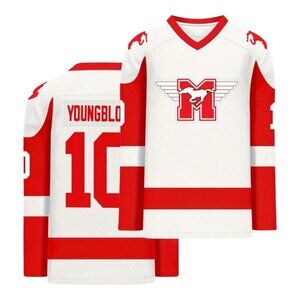Mustangs Youngblood Jersey #10 Hockey Jersey 1986 Movie Rob Lowe White